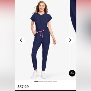 Med Couture Amp Women's 5-Pocket STRETCH Zip Front Storm Cuff V-Neck Jumpsuit